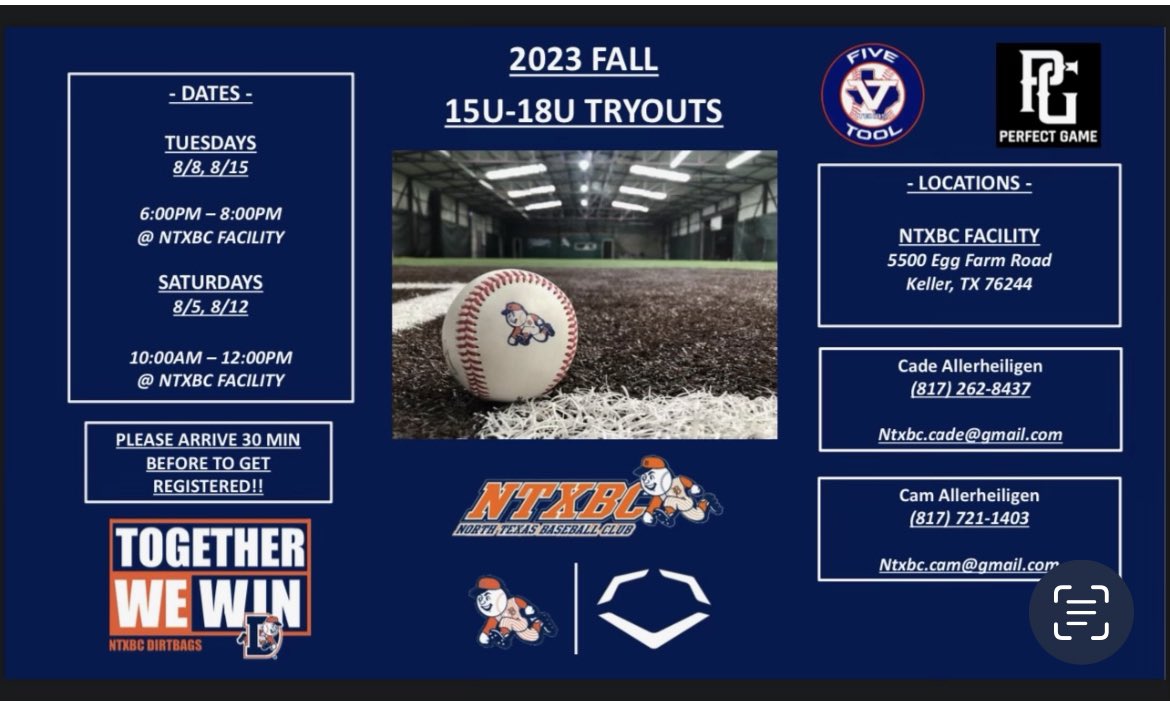 NTXBC Dirtbags Green 2027’s is still looking to add a couple of Majors level MIF’s, Pitchers and OF’s to the mix!!! Please contact Coach Glenn Green if interested, 817-726-7911!!! #DirtbagStrong #RunItBack