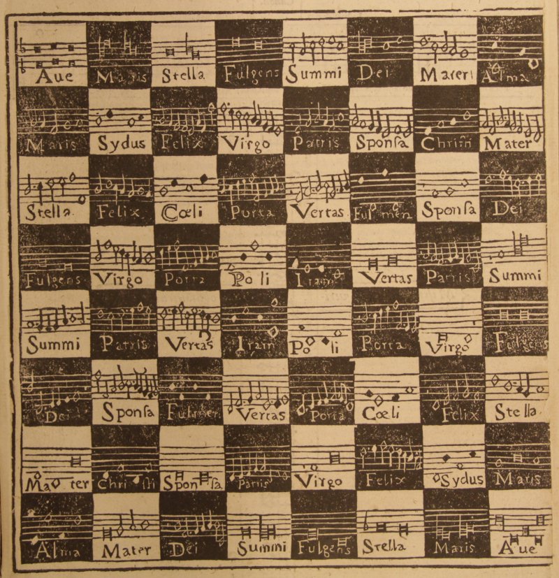 Something for #internationalchessday
Ghiselin Danckert's motet Ave Maris Stella, c 1535, laid out as a chessboard puzzle canon.
From El melopeo maestro, Pietro Cerones, 1613
#otd #onthisday #chess #puzzlecanon #earlymusic