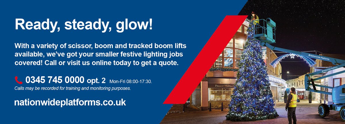 🎄 Festive lighting jobs made easy with Nationwide Platforms! We offer scissor, boom and tracked boom lifts that are suitable for:
✅ Shops, offices &amp; hotels
✅ Bus &amp; train stations
✅ Indoor &amp; outdoor jobs

Call 0345 745 0000 or get your quote online: bit.ly/3Gx8yXu