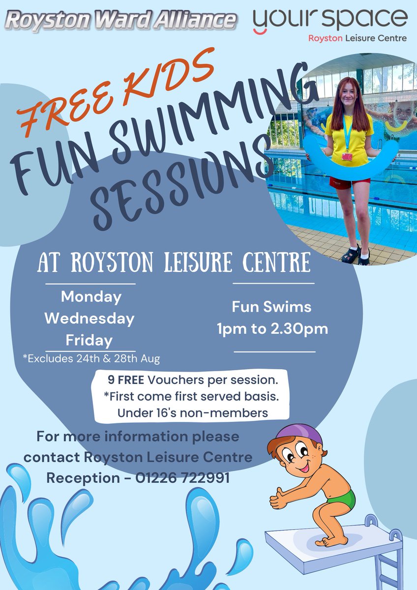 North East Area Team (@nebarnsley) on Twitter photo Free Summer Holiday Activities for Kids in Royston🌞
School's out for Summer🥳#SummerHolidays #YoungPeople #Summerfun #Royston #Swimming <a href="/StRoyston/">Royston St John Baptist Primary School</a> <a href="/RoystonStJ/">The Parish of St John the Baptist, Royston.</a> <a href="/MeadsteadPA/">Meadstead Pr Academy</a> Free Summer Holiday Activities for Kids in Royston🌞
School's out for Summer🥳#SummerHolidays #YoungPeople #Summerfun #Royston #Swimming <a href="/StRoyston/">Royston St John Baptist Primary School</a> <a href="/RoystonStJ/">The Parish of St John the Baptist, Royston.</a> <a href="/MeadsteadPA/">Meadstead Pr Academy</a>