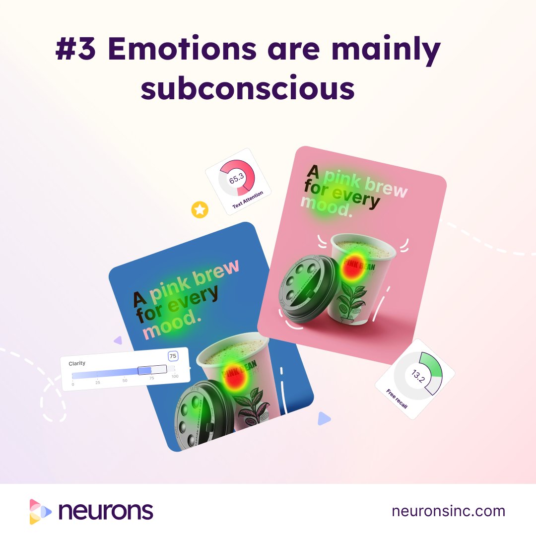 Emotions dominate our brand choices for 3 reasons:

1️⃣ They shape our #perception

2️⃣ They #motivate us to act

3️⃣ They are mainly #subconscious

🤩 Read on to learn how brands effectively measure emotions &amp; make their advertising more effective: bit.ly/3DgrU3X