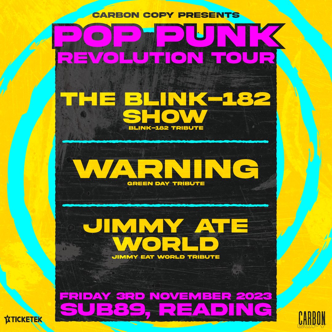 Reading, The Pop Punk Revolution Tour has arrived! 🤘

An homage to the cult emo rock bands who found their way into everyone's noughties CD collection 💿

Expect a mind-blowing set with huge hits coming at you left, right and centre 💥

🎟️ Tickets on sale Friday 21st at 10am!