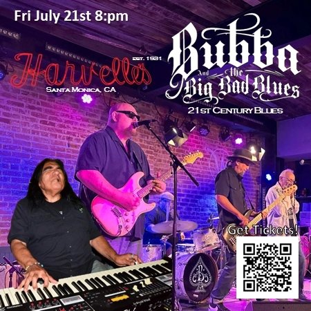 This Friday! July 21st at 8:pm Bubba and the Big Bad Blues @ Harvelle's in Santa Monica. 
@harvellessm  #bubbaandthebigbadblues #21stcenturyblues #socalblues #blues #bluesrock #rockblues #liveblues #texasblues #bluesguitar #harvelles #harvellessm #bluesclub #jukejoint #speakeasy