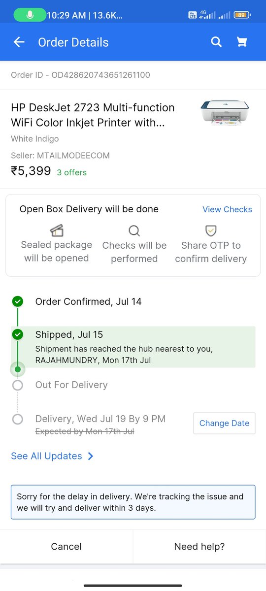 prasad_9649's tweet photo. @Flipkart  @flipkartsupport  Still Not delivered delivered change with in 23 Rd July one of the worst app https://t.co/CNQ6smrsdN