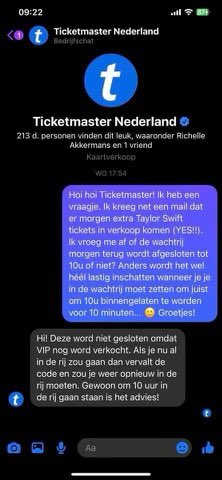 Dit is niet gecommuniceerd: sterker nog, in antwoord op de vraag van een fan gisteren antwoord Ticketmaster zelfs dat je om 10:00 in de rij moet gaan staan, omdat je er anders uitgekickt wordt. In de praktijk is het letterlijk onmogelijk om nog tickets te krijgen als je dit doet
