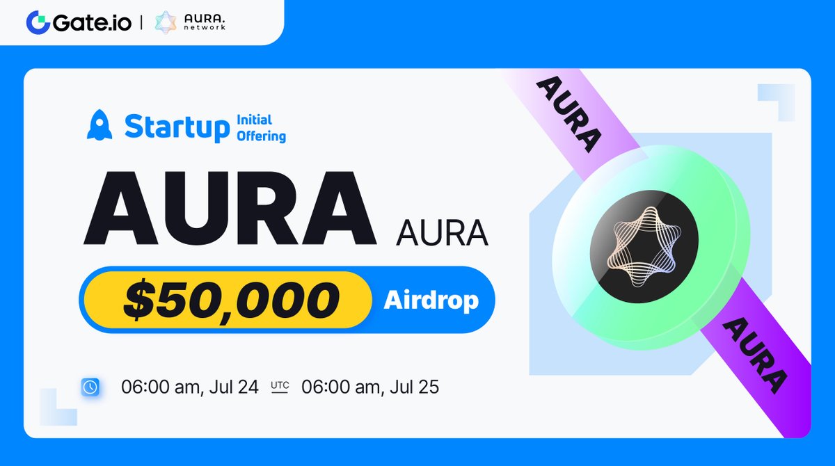 Gate.io #Startup Free Offering: $AURA <a href="/AuraNetworkHQ/">Aura Network</a>

🗓️ Subscription: 6:00am, July 24-July 25 (UTC)
💰Airdrop Value: $50,000
⏰Trading Starts: 9:00am, July 25 (UTC)

Claim NOW: gate.io/startup/840

#GateioStartup #Gateio #Airdrop #launchpad