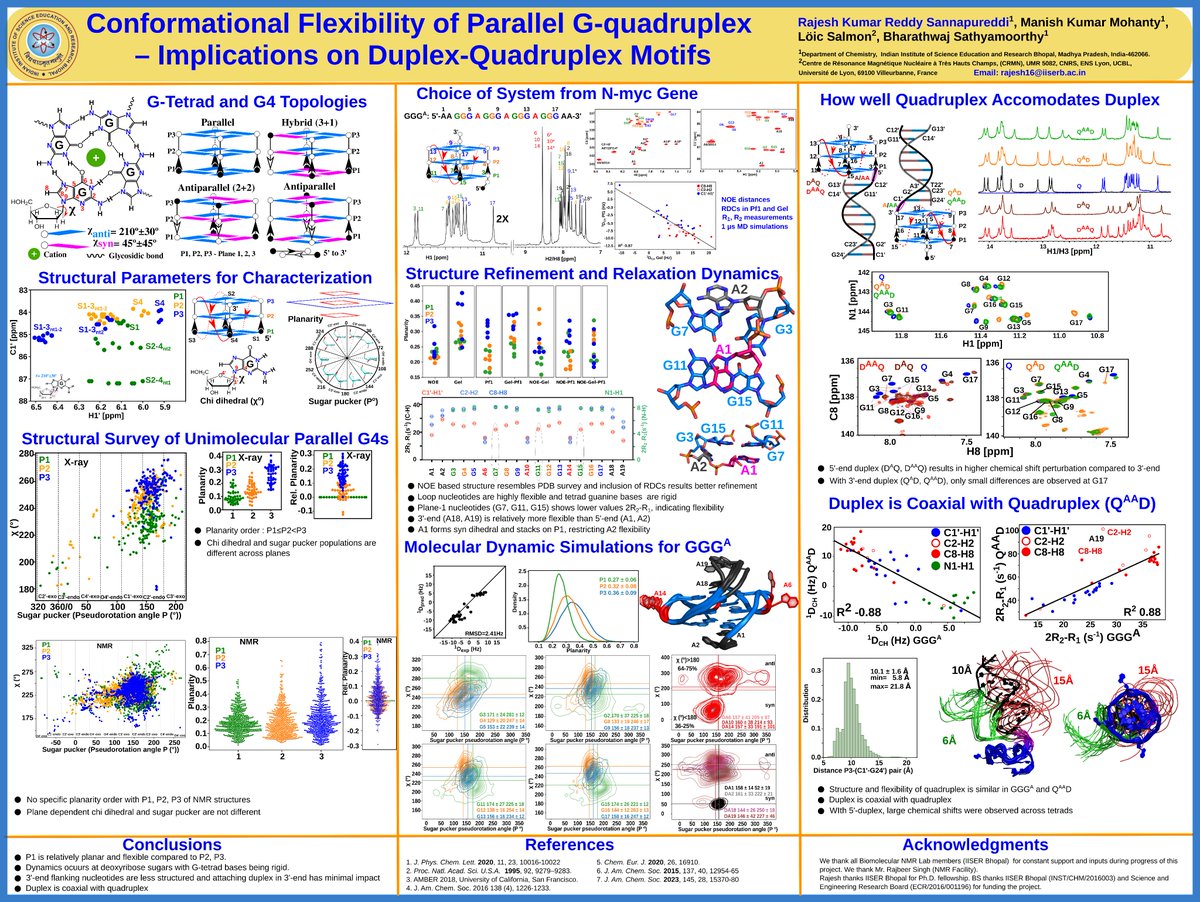 #GlobalnmrTC2023
Insights in to Parallel G-Quadruplex structure and flexibility. Differential dynamics across G-tetrads, 5' and 3'-ends. Implications for Duplex-Quadruplex motifs.
 @bwajtweeting