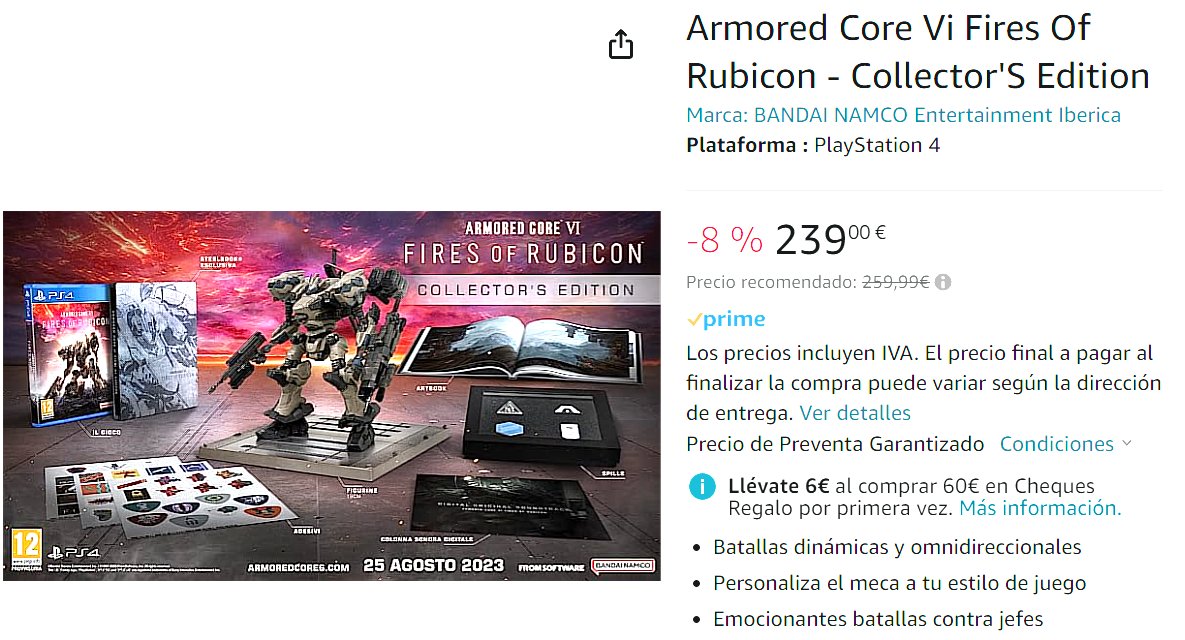 RT @PlayVerso: Armored Core 6 - Collector's Edition por 239€ en Amazon.

https://t.co/cT9kbj2j4d

#PS4 #ArmoredCore6 https://t.co/USPsE2Ov9e