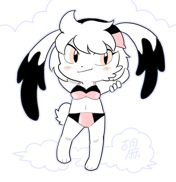 【創作】羽耳ウサギちゃんにも水着きせてみた。  「似合う?」