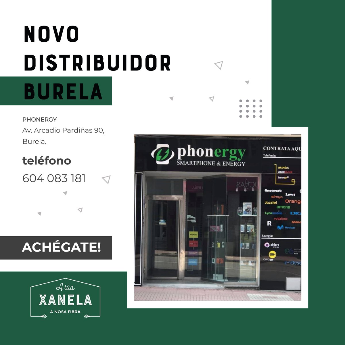 Un dos nosos novos distribuidores en Burela,
Phonergy Achégate!