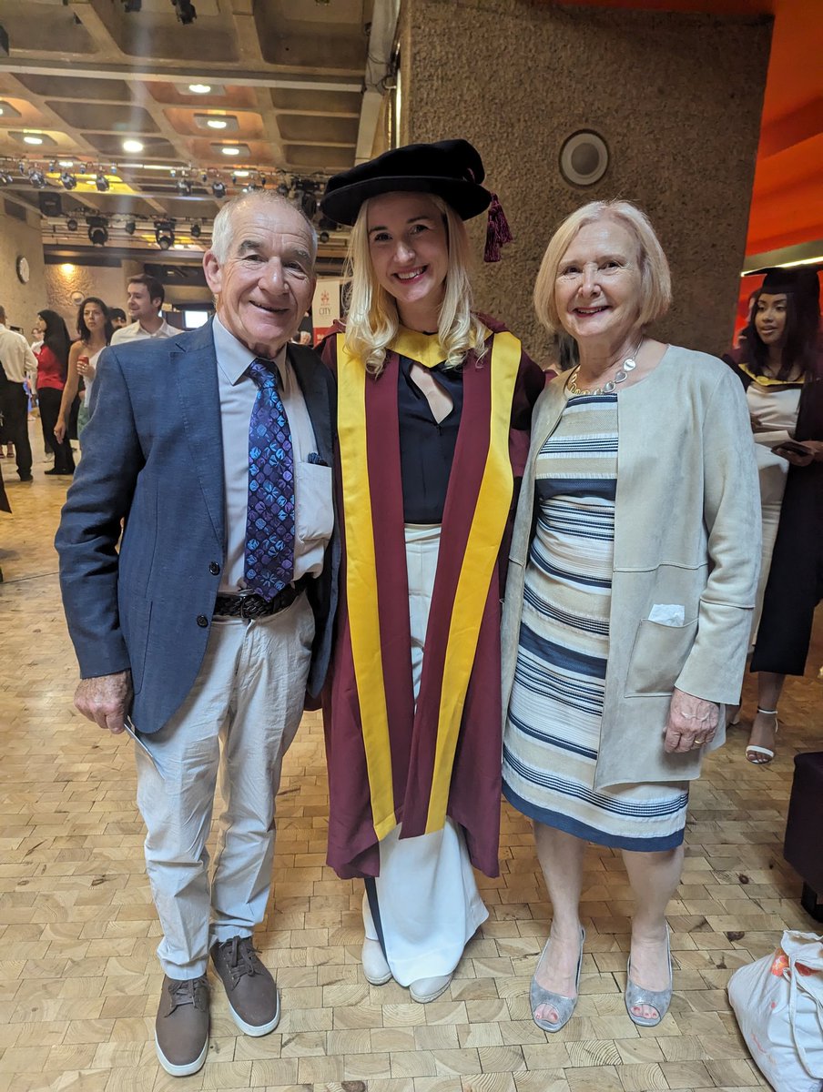 Such a proud and special day celebrating #citygrad @BarbicanCentre. Thank you so much @ProfLHenry and David Messer for your expert supervision, and to all my fellow @CityLCS doctorate and ECR crew. It was extra special to get to walk the stage with Dr @NiamhDevane !