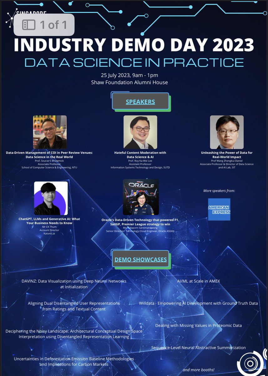 RockinSourav's tweet image. After running CLOSET for 3 years in the real world, giving the first public talk on it at the Singapore Data Science Consortium next week. Join us if you are in Singapore! #DataScience #practice #datasystem #sdsc2023