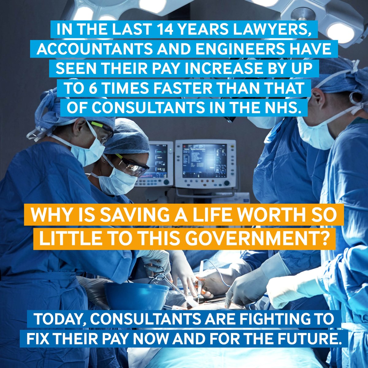 New analysis shows Consultant pay has fallen far behind that of comparable professions. Why is saving a life worth so little to this Government? Solidarity to those taking #ConsultantStrike action today. bma.org.uk/bma-media-cent…