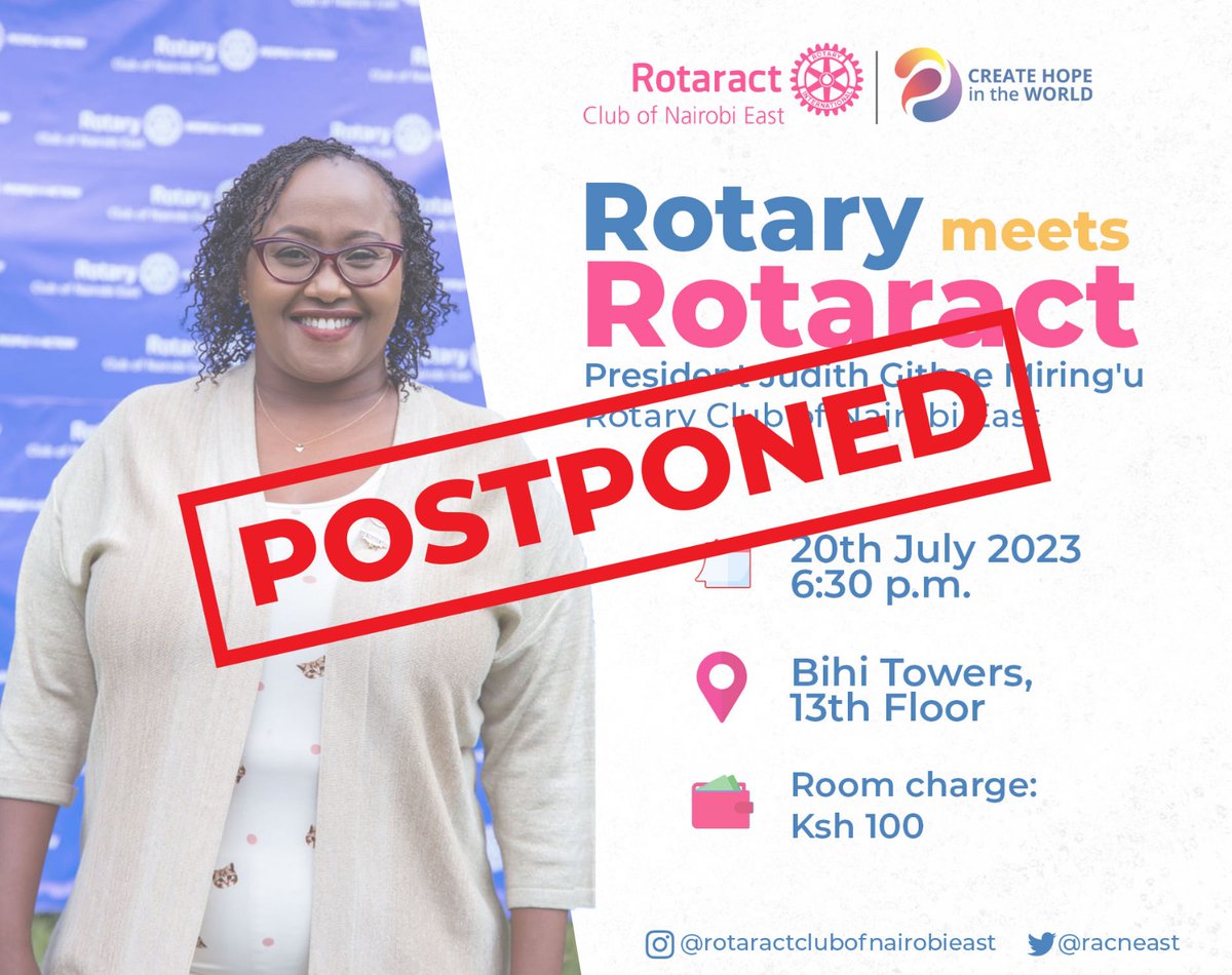 racneast's tweet photo. Due to the ongoing demonstrations this Thursday, we have had to postpone our club meeting to the *27th of July*. Apologies for any inconvenience caused. Stay posted for more information. https://t.co/rKL3dafwfi