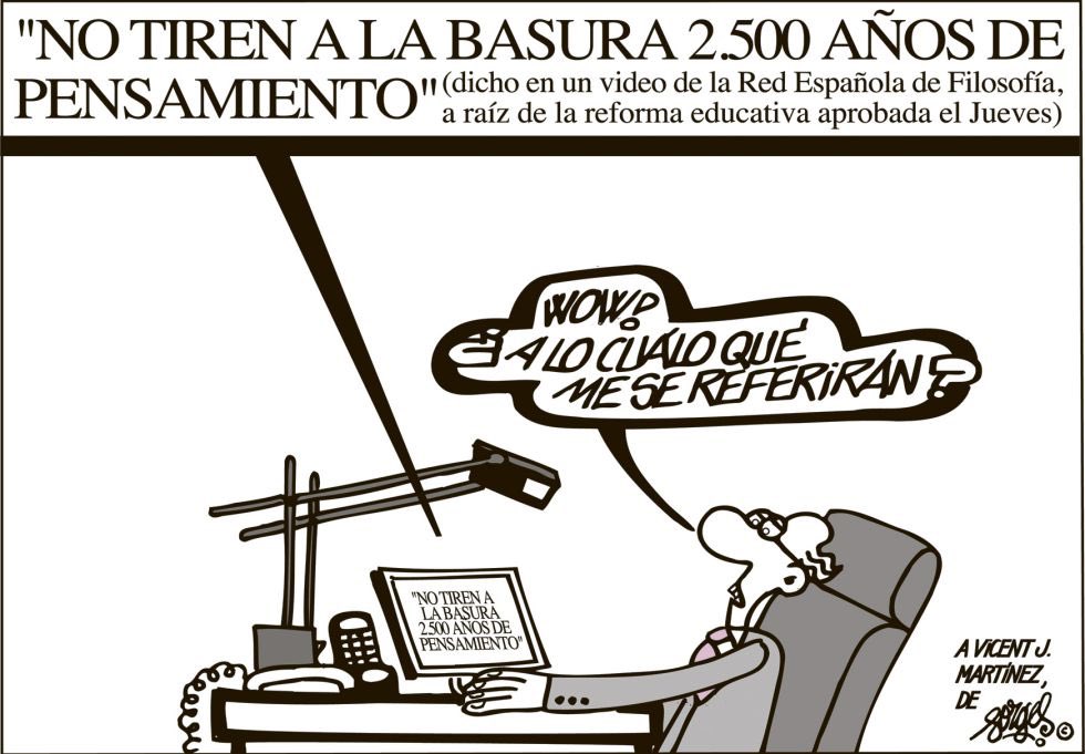 VicentJM's tweet photo. La filosofía, una necesidad vital. Sabia reflexión de @irenevalmore. Hace tiempo, la @REF_Filosofia me pidió mi opinión como científico sobre la enseñanza de la filosofía. Quedó grabada en https://t.co/1dFnsGLW1h. El gran Forges se hizo eco de algo que dije en el vídeo. https://t.co/ENejYVjHlu