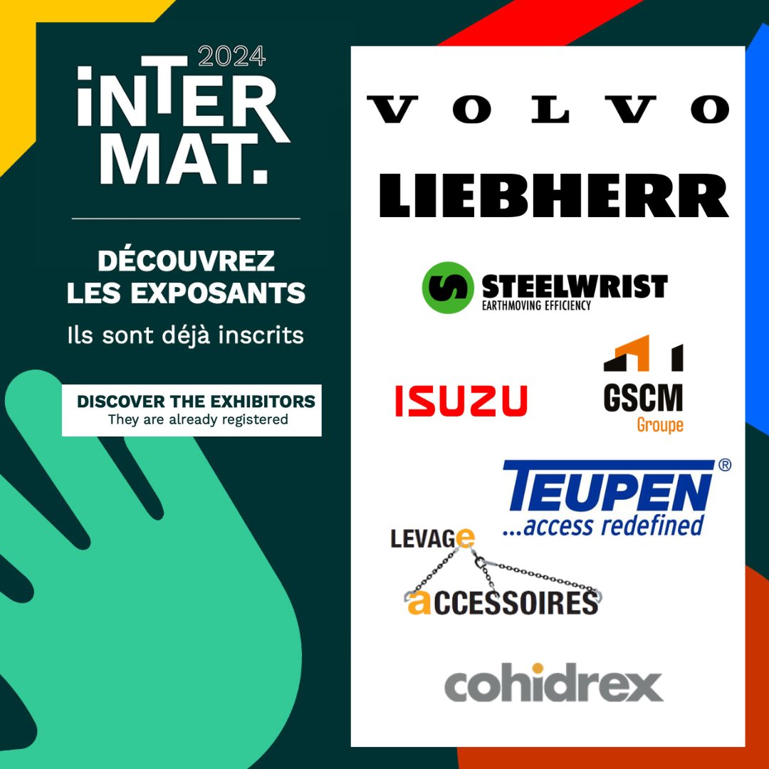 intermatparis's tweet photo. Ils seront présents sur #INTERMATParis 2024 ! 👷 
Rejoignez-les, participez à l’évènement de référence de la filière et profitez d’un véritable lieu de rencontres professionnelles 🤝
 
Pour exposer 👉 https://t.co/Zkitj4NVOu 
#Décarbonation #LowCarbon https://t.co/AyC1Ar6FwA