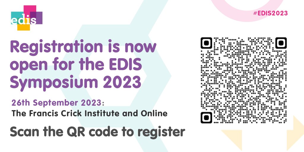 Registration for the EDIS Symposium is now open! 🎉

Our 2023 Symposium will focus on inclusive leadership in science and health research. #EDIS2023

Click the link or scan the QR code to reserve you free place: tinyurl.com/edissymposium

(1/2)