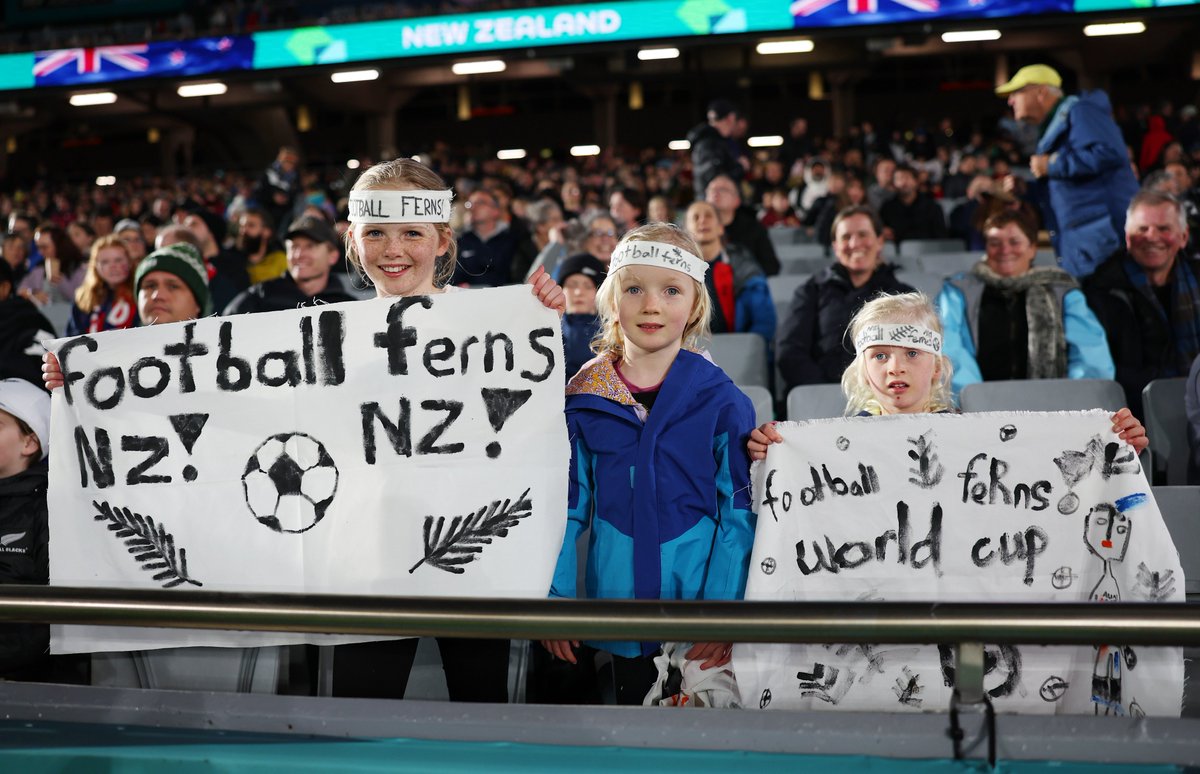 NZ_Football's tweet photo. Amazing to see 42,137 of you here tonight, the biggest crowd in New Zealand football history 🌿

#NZL #FIFAWWC https://t.co/1e48uNldK1