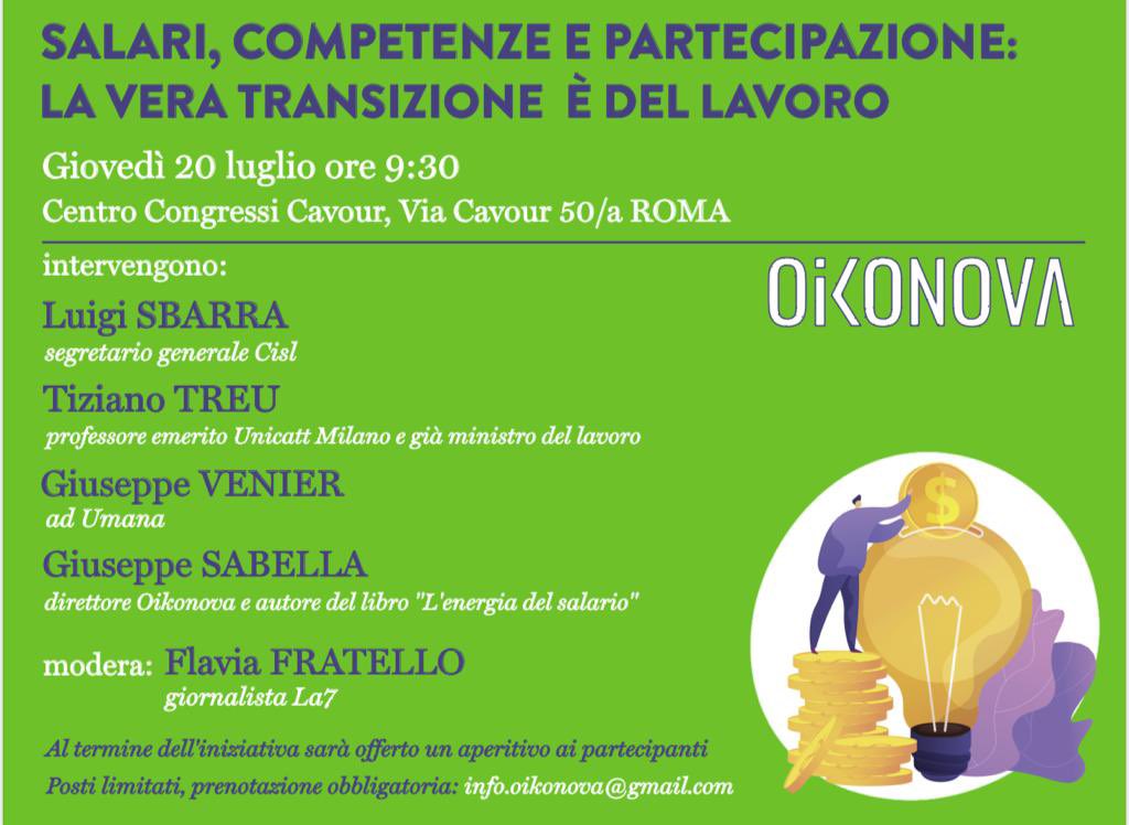 Il segretario generale della Cisl #LuigiSbarra partecipa oggi a Roma al Centro Congressi Cavour alla tavola rotonda su “Salari, competenze e partecipazione”, organizzata da <a href="/sabella_oikos/">Giuseppe Sabella 🇮🇹 🇪🇺 🇺🇦</a> direttore di Oikonova e autore del libro “L’energia del salario”.