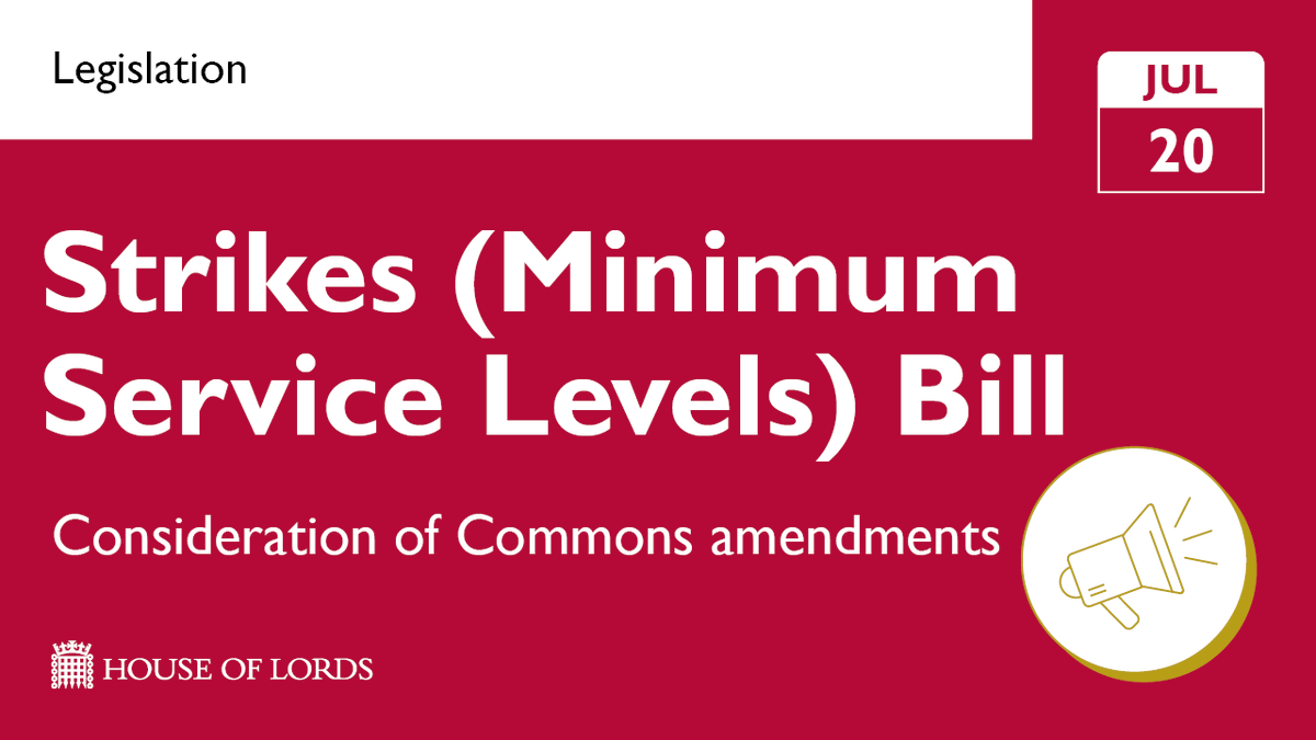UKHouseofLords's tweet photo. Impact assessments and parliamentary scrutiny on the agenda from 11.45am as #HouseOfLords considers further @HouseOfCommons changes to the #StrikesBill.
📄 Find out more https://t.co/PClLRUTSkI
📺 Watch online https://t.co/3HWuDUeuW0 https://t.co/AmnpFKXY4I