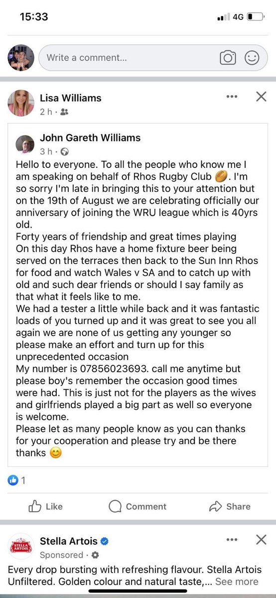 Calling all past and present players, wives/partners and supporters.
Come and catch up with friends from near and far to celebrate 40 years of Clwb Rygbi Rhosllanerchrugog.
All welcome for a great day. Lots of reminiscing and merrymaking