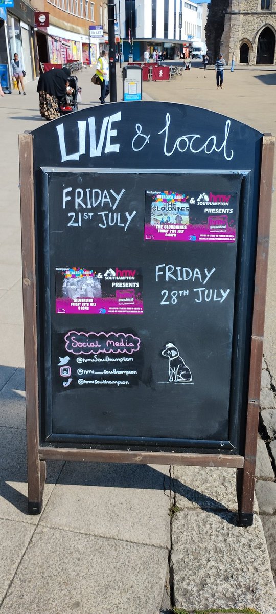 Next 2 weeks line-up 
#hmvLiveandLocal

 <a href="/outreachradiouk/">Outreach Radio</a> 
<a href="/silverlineband/">Silverlineband</a> 
<a href="/CloudninesBand/">The Cloudnines</a>