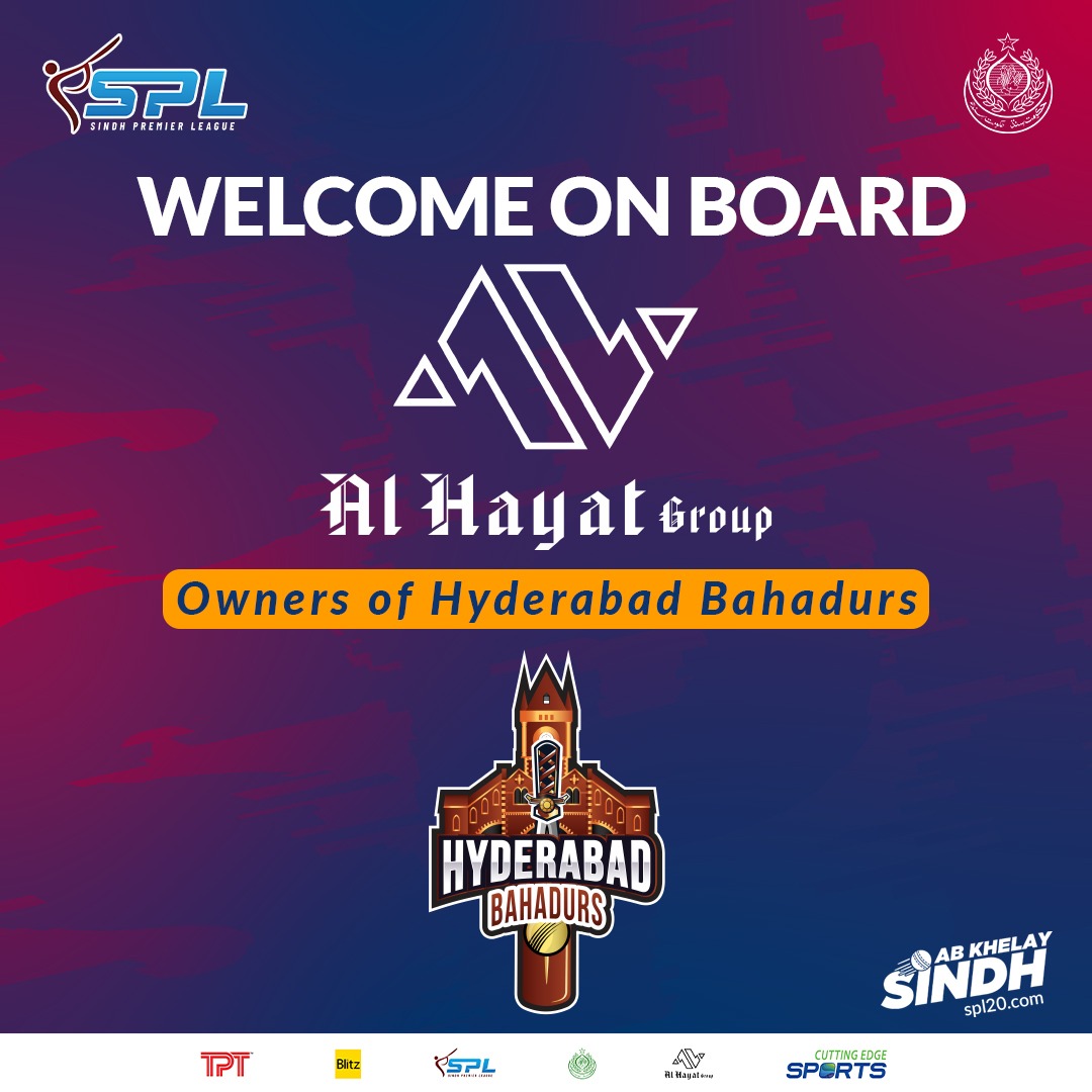 The renowned Al Hayat Group has taken over the reins of our beloved #SindhPremierLeague franchise Hyderabad Bahadurs, and we couldn't be more excited for the future! 🙌🏆 #spl #GovtofSindh #shahidafridi #abkhelaysindh #CuttingEdgeSport #AlHayatGroup #TPT #HyderabadBahadurs