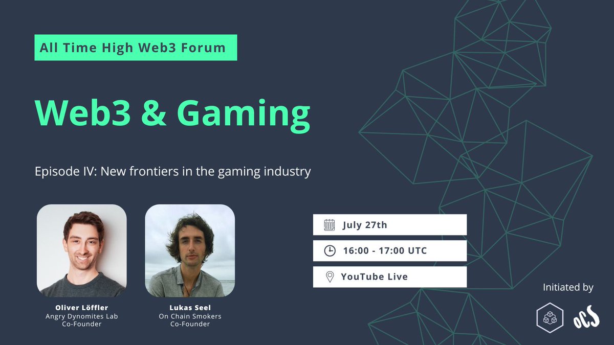 🎙️ Happy to announce that <a href="/rev1x0/">rev0 | BL0CK #0001 🤫</a> will be our next guest on the ATH Web3 Forum!

🦖 After Ubisoft acquired his first company, Kolibri Gaming, Oliver made the leap into Web3 with his new project, <a href="/AngryDynomites/">Angry Dynomites Lab 🦖</a>.

🎮 Excited for a conversation on the new gaming frontier next week!