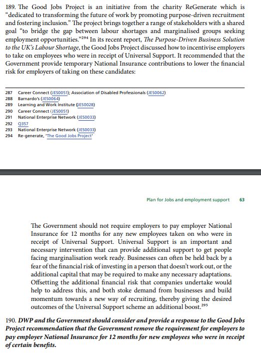 Thrilled to see the Work and Pensions Select Committee reference our recommendation to Government to provide a 12 month employee National Insurance holiday to lower the financial risk for employers⚡️

Read in full: lnkd.in/eEtJ__2z
Read our report: lnkd.in/eWRrYpp5
