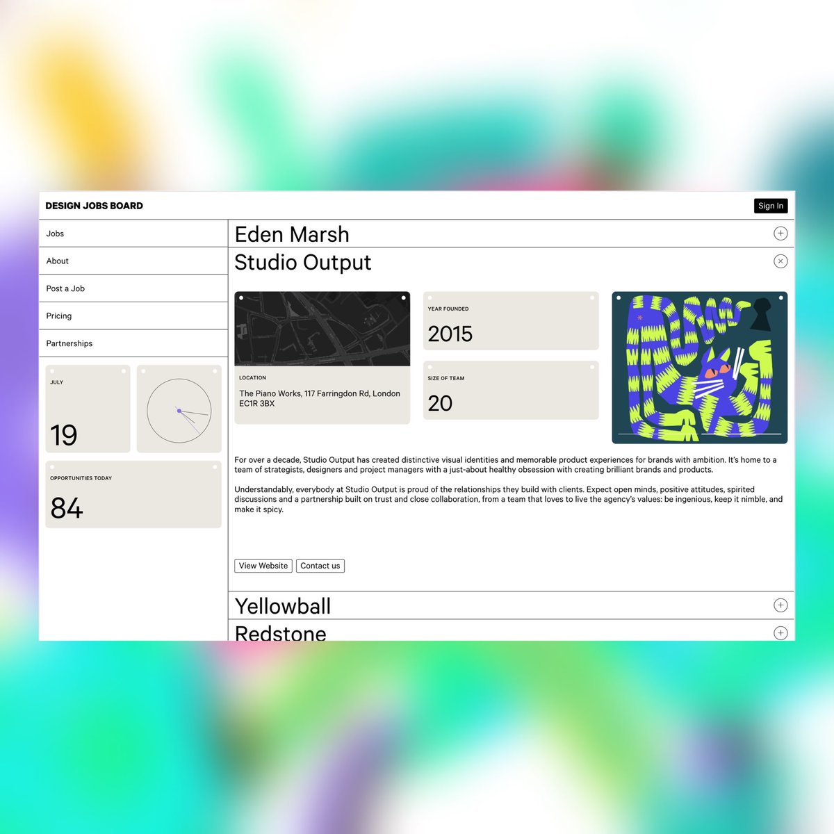 petedungey's tweet photo. We're proud to launch the new Design Jobs Board. The best place to find talent and advertise new vacancies across the creative industries.

Visit: https://t.co/64RAZBnIrl
Services: Brand Identity, Website Design
Build: @made_by_on 
Illustrations: Lily Kong https://t.co/Xah9MBkeQw