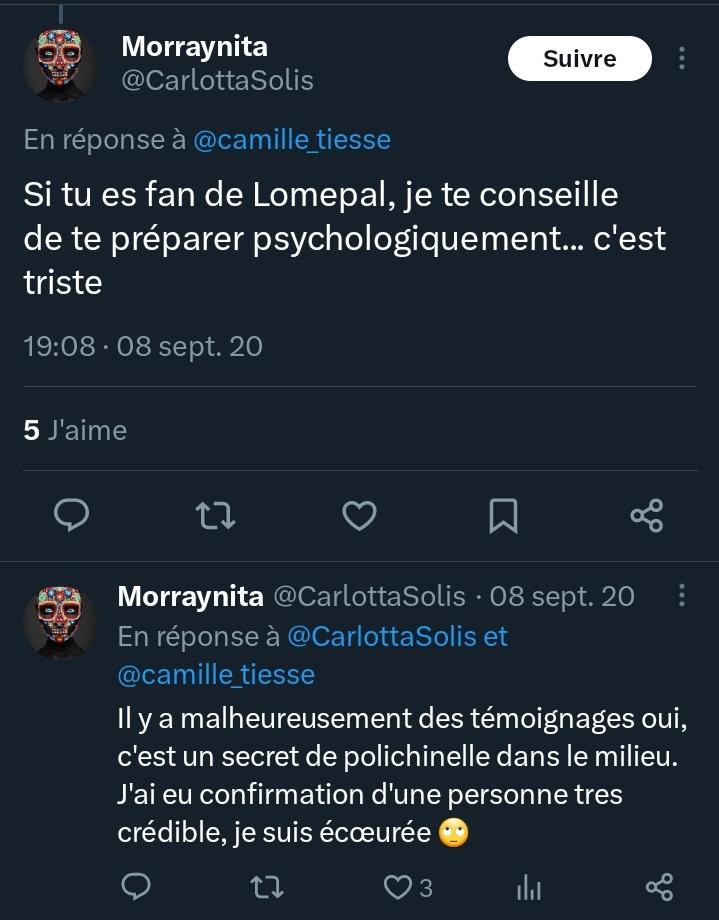 Marielouba's tweet photo. @gauthyeh Pomme qui a rt son Twitter la publication qui dénonçait Lomepal, des accusations remontant à 2020 et encore d autres si tu fouilles https://t.co/ku6bUuuA5h