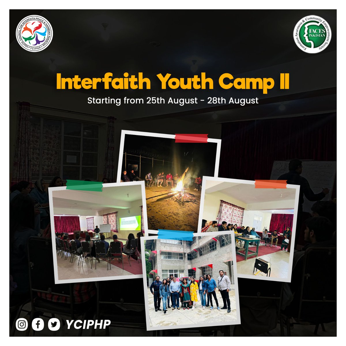 YCIPHP's tweet photo. Interfaith Youth Camp II from August 25th to 28th, organized by YCIPHP affiliated with @faces_pakistan under the supervision of President of FACES Pakistan Mr @JavaidWillia to learn, connect, and build bridges with people from different faiths. 

#YouthInterfaithcamp2023 https://t.co/fAR3GlNGke