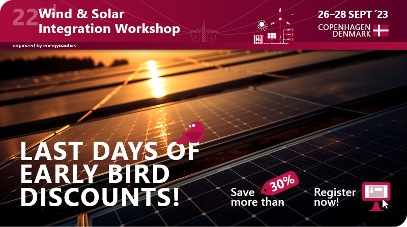 Register by 24 July at early bird discount for Renewable Energy Grid Integration Week in Copenhagen!
Save more than 30% on tickets to #emobility, #windenergy and #solarenergy events!
Check out the events: integrationworkshops.org/events/
#GIW23 #Renewables