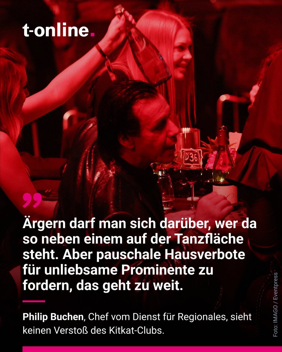Mehrere Künstler fordern einen Boykott des Berliner Szeneclubs #Kitkat, weil dieser <a href="/RSprachrohr/">Rammstein</a>-Star #Lindemann hineinließ. Ist dieser Aufruf gerechtfertigt? <a href="/Philip_Buchen/">Philip Buchen</a> hat eine klare Meinung:
t-online.de/-/100210066