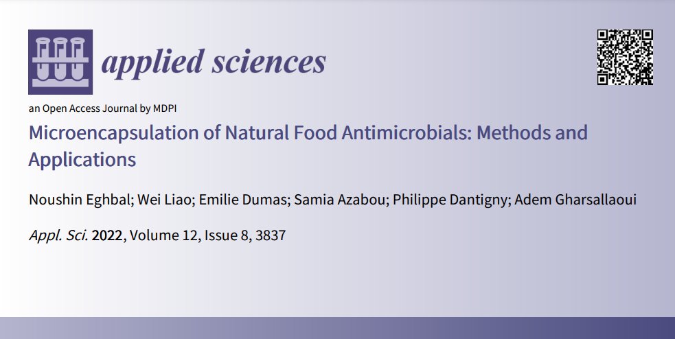 Applsci's tweet image. 📢 Read our Review paper
🔗 mdpi.com/2076-3417/12/8…
👨🔬 by Dr. Noushin Eghbal et al.
🏫 @UnivOfTehran @UnivLyon1 @Univ_Sfax @UBO_UnivBrest
Special Issue "Advanced #Microencapsulation in Food Science"
mdpi.com/journal/applsc…
#openaccess #microencapsulation #naturalantimicrobial
