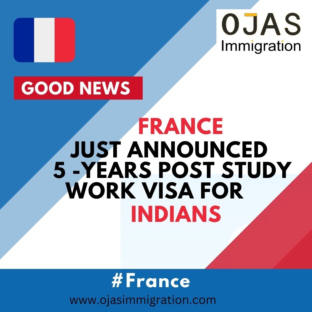 ImmigrationOjas's tweet photo. France announced 5 years Post study work visa for Indians.
Apply now at OJAS Immigration ! https://t.co/7hmZw9dt6R