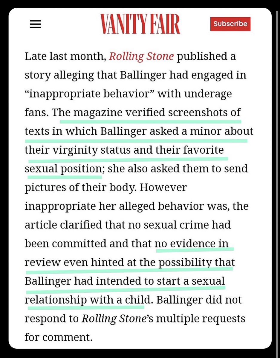 233_becky's tweet photo. @VanityFair Y’all really said it’s okay to send s*xual messages to minors cause she wasn’t actually s*xually attracted to them. WHAT!!!! This is SO awful, you should be sooo ashamed of this article. Did you want to speak about the p*rn she sent to minors or did Colleen ask you not to? 💰 https://t.co/jLlhjgytlP