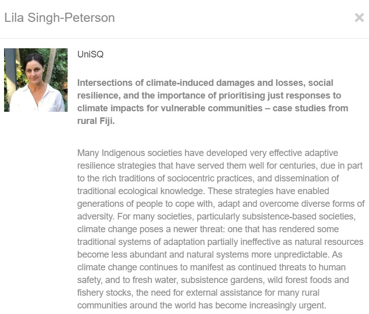 UniSQ_SoAES's tweet photo. If you are attending #ClimateAdaptation2023 conference in Adelaide this week, make sure to visit @unisqaus booth starting Tuesday and meet our climate science lecturer Dr Lila Singh-Peterson, who will be presenting her work. 👇
https://t.co/tZC5FktdeV https://t.co/qLF8AQM9ve