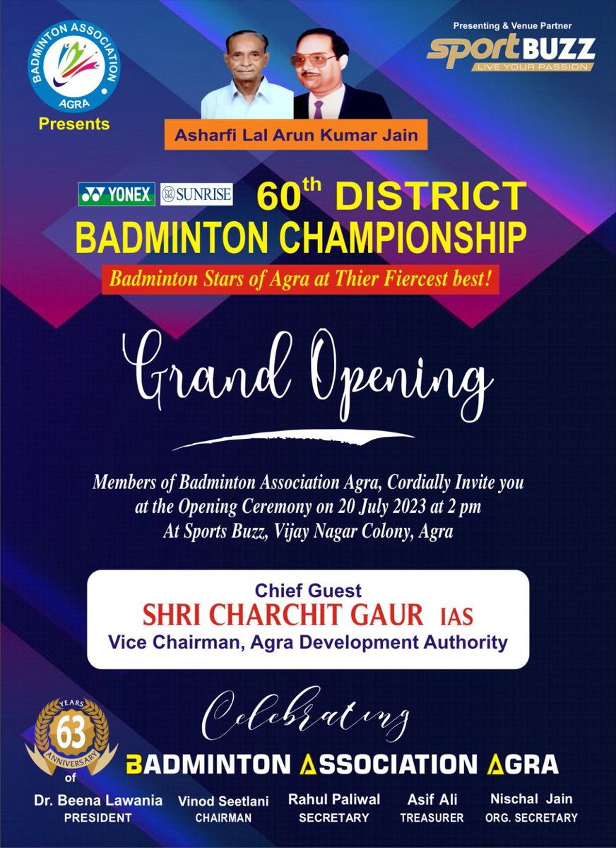 BeenaLawania's tweet photo. District Badminton Championship
भव्य उद्घाटन समारोह आज 2 बजे ।

Dr Beena Lawania 
President 
Badminton Association Agra 
#badminton #sports #kheloindia #UPBA #BAI #BadmintonAssociationOfIndia @AmarUjalaNews @Agranews18 https://t.co/VIIUfvqw3O