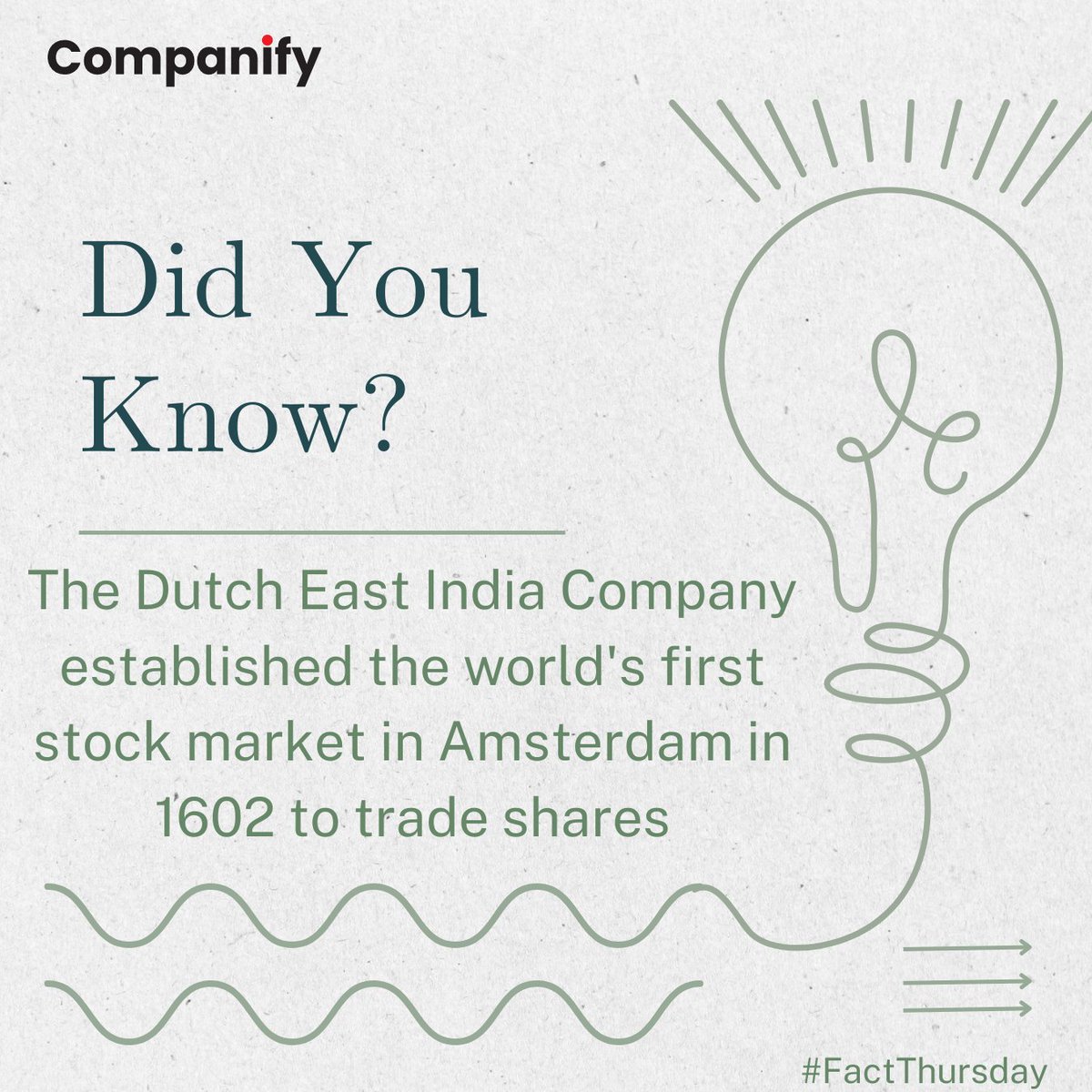companify's tweet photo. The Dutch East India Company established the world's first stock market in Amsterdam in 1602 to trade shares #ManipurViolence https://t.co/dzqXhh4Tyy