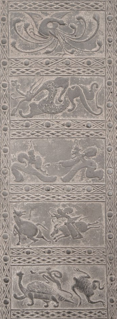 IVarsovienne's tweet photo. Hunting &amp; battle scenes with figures representing the "five cardinal directions" ( "five squares") the four cardinal directions - N S E W - plus the center). Pottery tile, #Han Dynasty #Cernuschi Museum, Paris, France. #ChineseMythology #fourdirections https://t.co/49ZLPGLt2Z