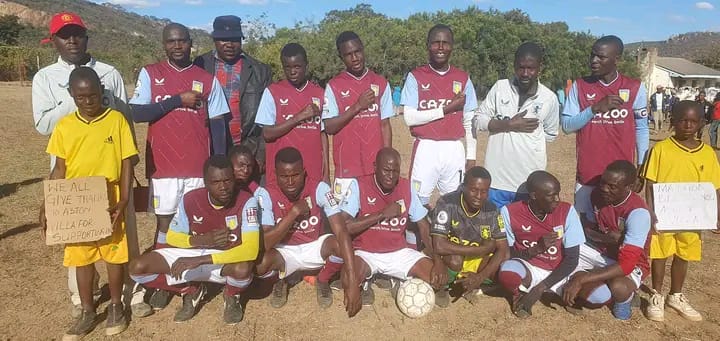 henrychitsenga's tweet photo. Taking social football back to the community and also providing them with the much needed entertainment. A huge that to @AVFCOfficial for this special donation of their special football kit through @KitAid https://t.co/lBxJ9Lioh7