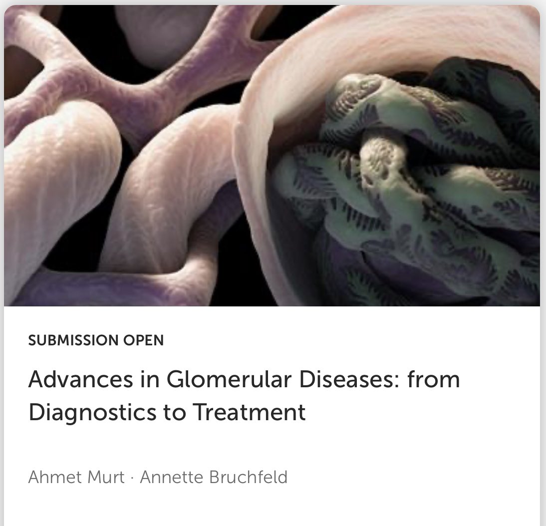 ‼️📣 
We resume our efforts to collect valuable studies <a href="/FrontNephrology/">Frontiers in Nephrology</a> on glomerular diseases. 
🗓️ 📚
Full texts until 29th September 2023.
📝📩
Or, receive an early feedback on your abstract until 31st July 2023.
🗞️<a href="/AnnetteBruchfe1/">Annette Bruchfeld</a> 
frontiersin.org/research-topic…