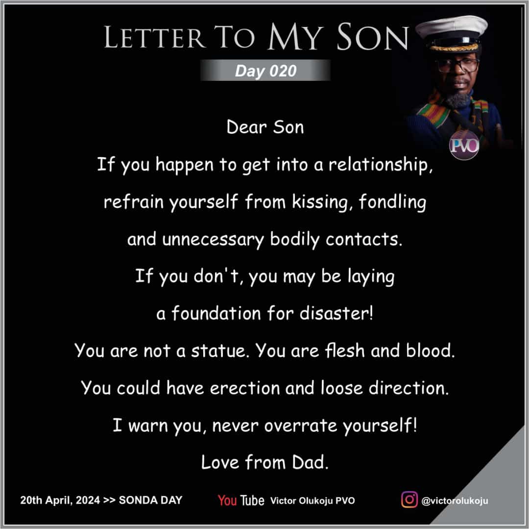 sexualpuritySPA's tweet photo. LETTER TO MY SON
Day 20 of 62 Days || 20th, July 2023

Share this letter with all your contacts.

#pvo #victorolukoju #friendsofpvo #sexualpurity #sexualpurityacademy #wallfoundation #sexualpurity https://t.co/vyGp0QzhtZ