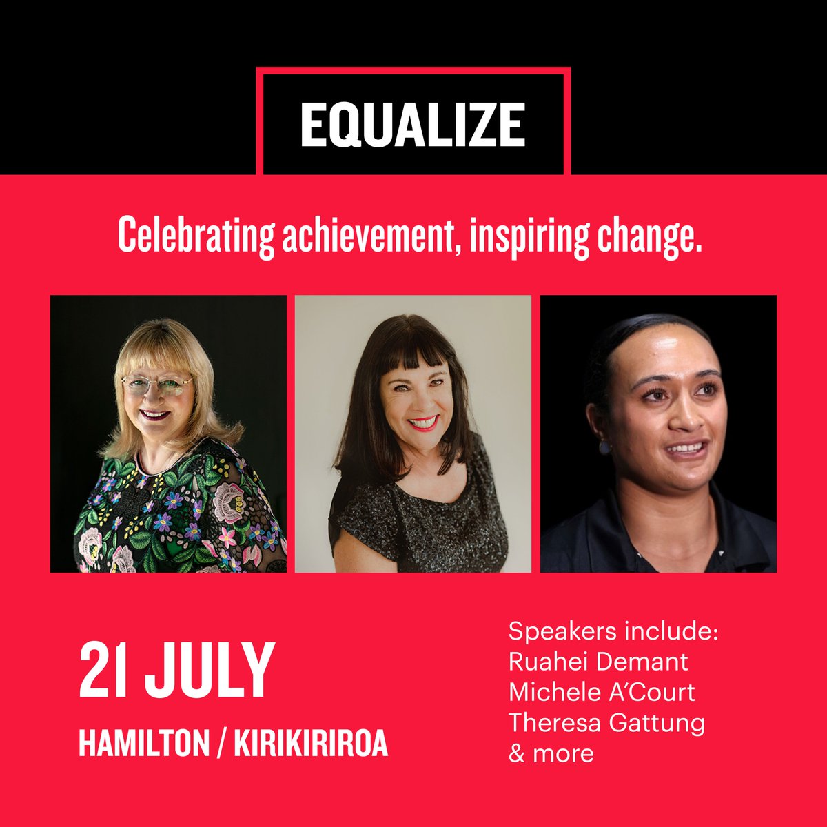 📢 We're on the brink of launching our EQUALIZE speaker series in Hamilton / Kirikiriroa, with only one day to go!🕙Tomorrow at 10am, the Claudelands Event Centre will be a hub of inspiration and motivation. We're excited to meet you. #EQUALIZENZ