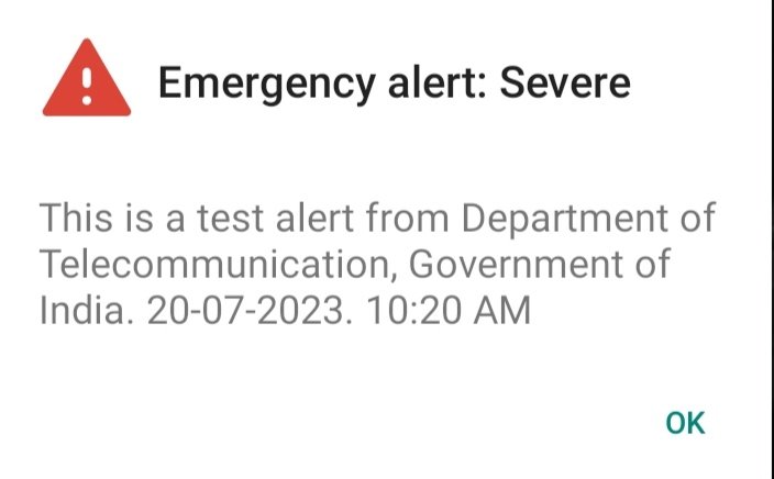 techscico's tweet image. It seems like Department of Telecommunication, Government of India is testing Emergency alert system.

What do you think of it? 🤔

Does anyone received this notification?