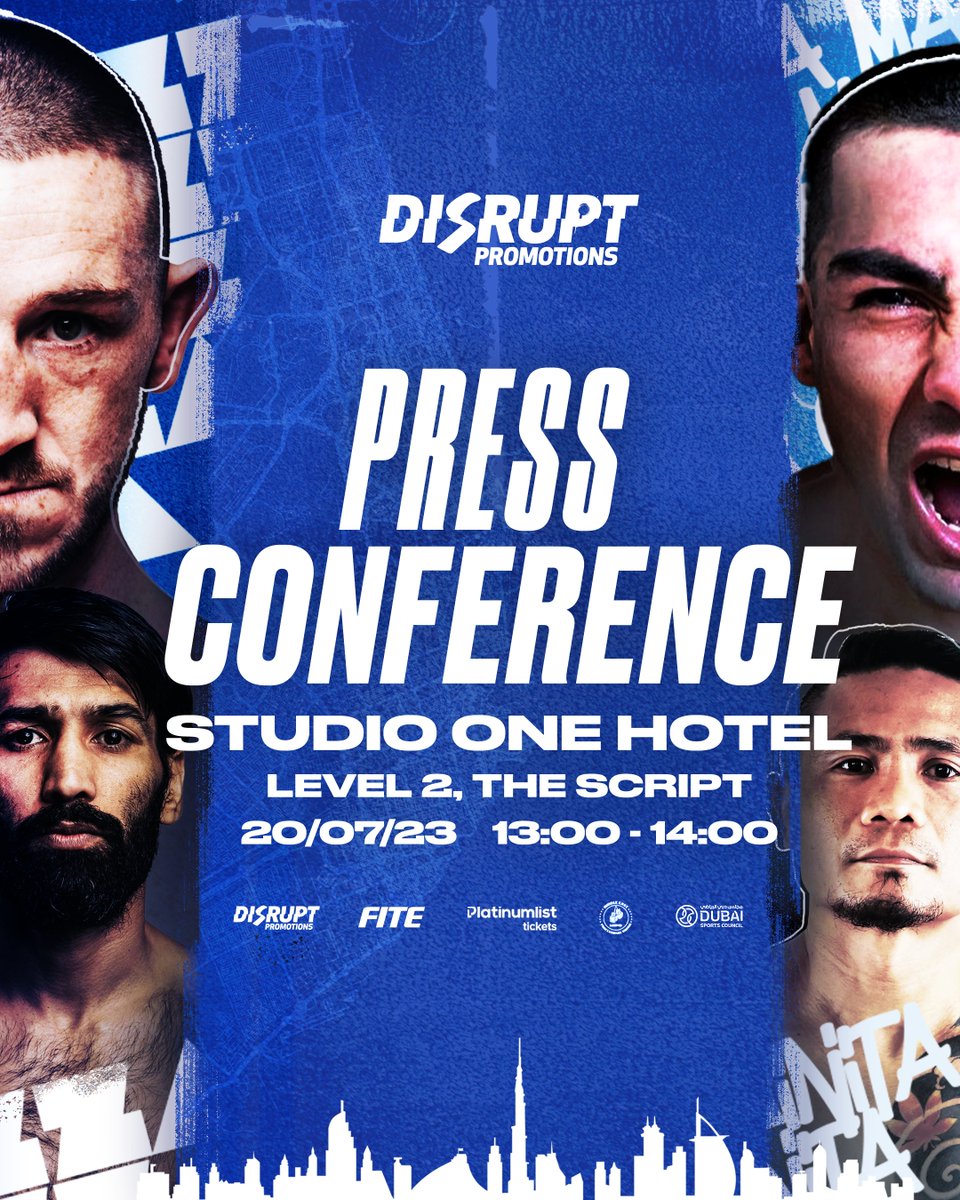 disruptboxing's tweet photo. Time to talk π₯ Press Conference #DisruptPromotions
π https://t.co/vMzqV9o0Dn
π Sound Stage 3, Dubai Studio City
π
SATURDAY
πΊ @fitetv
#DisruptBoxing #DubaiBoxing #IBO #DickensSosa #WaseemNietes https://t.co/m5K7fohn7P