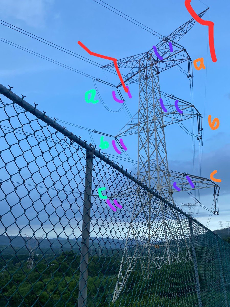stephaniematta9's tweet photo. Línea afuera de la #centralnucleoeléctrica #LagunaVerde en Veracruz, México. Lo morado son 2 conductores para la inductancia, lo rojo los cables de guarda y pues son dos circuitos trifásicos. 

#powertransmission #energiaconlasteph https://t.co/vFvYwNGGqS