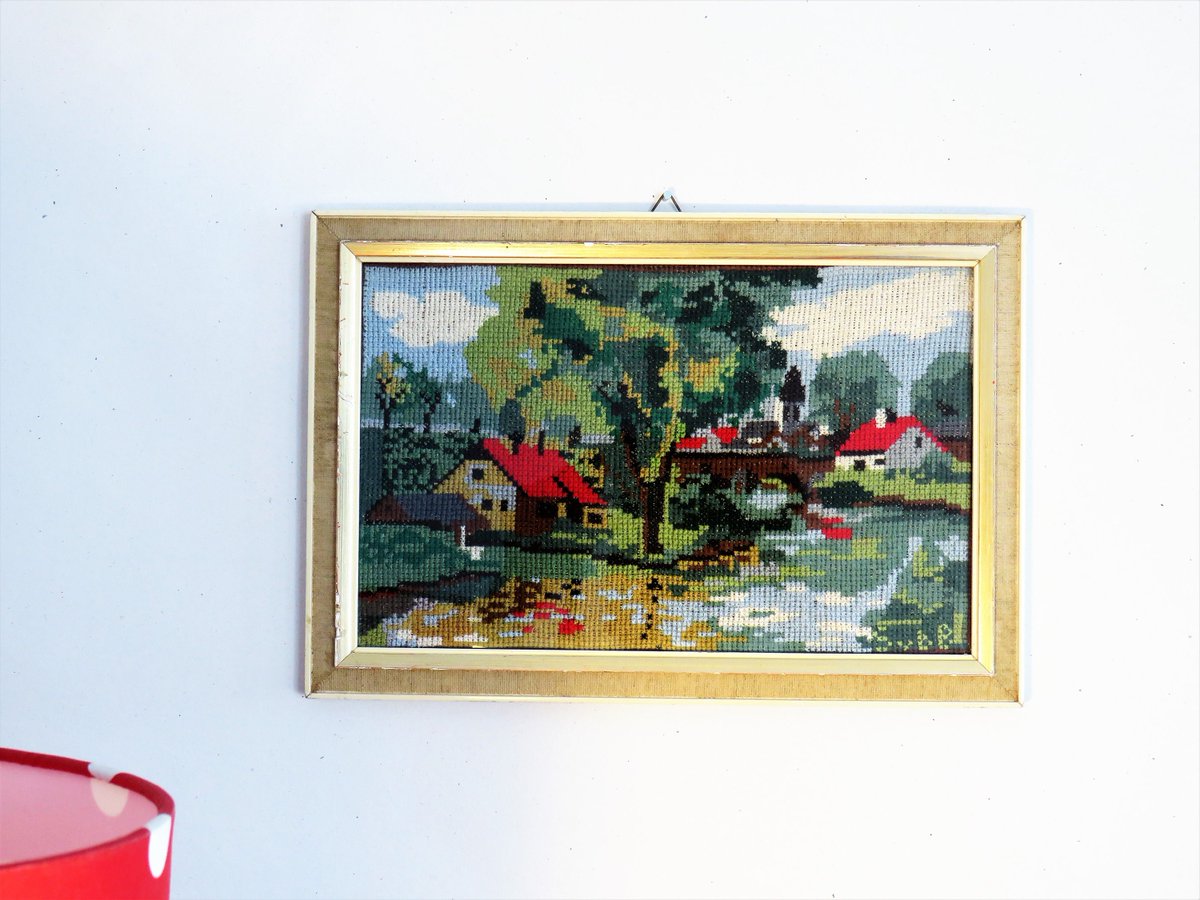 MaLanterne's tweet photo. Vintage Needlepoint Canvas Framed Under Glass, Needlework Embroidery, Rectangular Wooden Frame, Countryside Decor, Made in France, 70s https://t.co/69UQVLj1wC #Summerdress #Holidays #Fashion #Free shipping #Vintage #Retro #Music #Sales #CountrysideDecor https://t.co/DWqgFys0YN