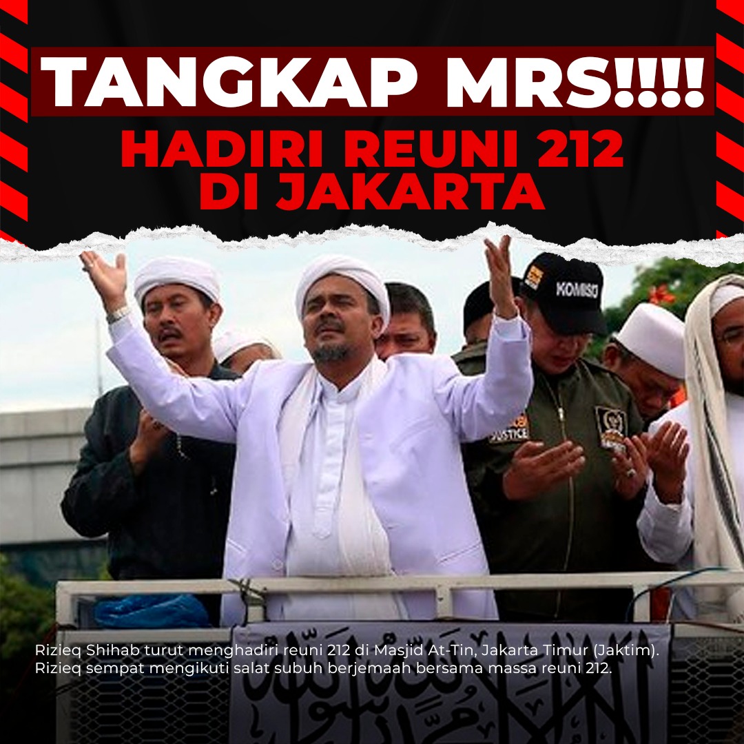 rayasasa01's tweet photo. Tangkap MRS !!! Hadiri Reuni 212 Di Jakarta
#Rizieq #rizieqsihab #penjarakanrizeqsihab #melanggarhukum #habibrizieqshihabs #reuni212 #rizieqperusaknkri #rizieqcorengnamabaikislam #penjarakanhabibrizieq #habibrizieqbinsyihab #rizieqpatutdipenjarakan https://t.co/nY5mXZ3AKv
